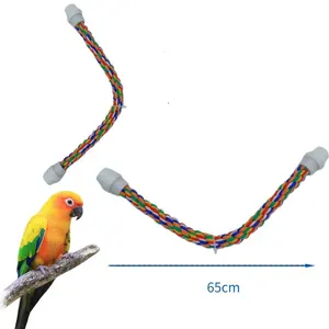 Yeni ürün 2024 kuş kafesi oyuncak aksesuarları renkli pamuk halat ayakta bar tırmanma ağı salıncak kuş oyuncak papağan oyuncak