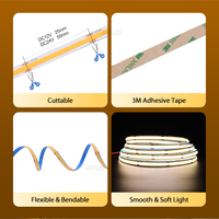 Lampu Strip COB EU Grosir 320Led/m DC12V/24V CE RoHs Lampu Strip LED 3000K 4000K 6500K Strip LED COB Fleksibel