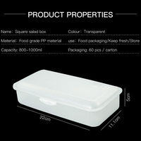 Boîte à salade en plastique, conteneur de stockage alimentaire portable, boîte à lunch givrée sans BPA, conteneur à collation réutilisable, boîte alimentaire pour pique-niques et camping
