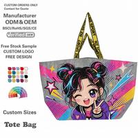 Sacs de courses réutilisables personnalisés imprimés en grand format, promotionnels, en polypropylène (PP) tissé laminé, grands sacs fourre-tout pour l'épicerie