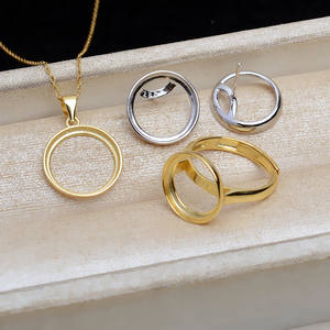 S925 WENCHI Plaqué Or 18K, Ensemble Pendentif, Boucles d'Oreilles et Bague Mabei, Supports Vides pour Perles 15.7 16.3 16.7, Composants de Bijoux 40084 - Product Image 2