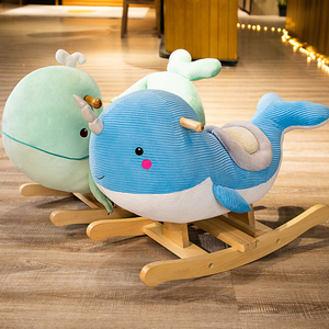 Silla Mecedora de Peluche con Forma de Ballena Verde para Niños de 1 a 3 Años, Personalizable por el Fabricante, Juguete de Madera - Product Image 3