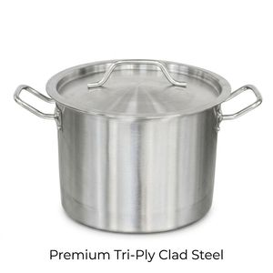 Olla <span class=keywords><strong>de</strong></span> Acero Inoxidable <span class=keywords><strong>de</strong></span> Triple Capa <span class=keywords><strong>de</strong></span> Primera Calidad, 8 Cuartos, con Tapa, Resistente, Apta para Inducción, Grado Comercial - Product Image 1