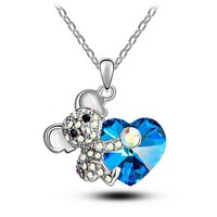 Collier tendance en strass, pendentif cœur koala en cristal autrichien, bijoux pour femmes, vente en gros