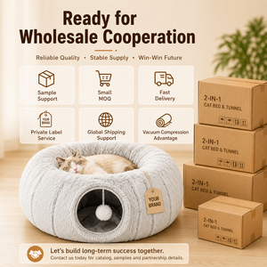 Cama Túnel para Gatos <span class=keywords><strong>2</strong></span> en 1, Plegable, de Felpa, con Juguete Interactivo, Lavable, para Interiores, Invierno - Product Image 6