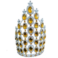 Couronne personnalisée plaquée or avec strass, 8 pouces de haut, pour mariage ou concours de beauté, avec cristaux multicolores