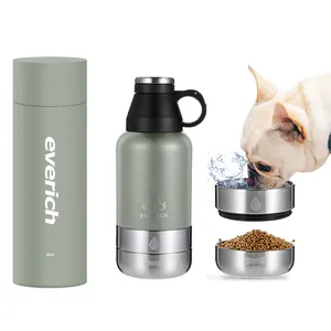 Garrafa de água multifuncional portátil 3 em 1 para cães e gatos, alimentador de alimentos para animais de estimação com bolsa para viagens ao ar livre, copo de água para animais de estimação