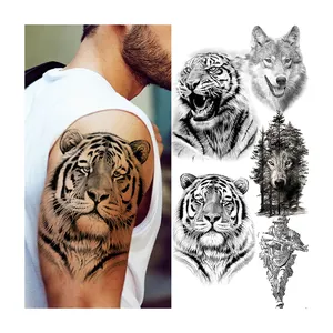 Temporary Tattoo Sticker Large Tribal Totem Eagle Owl Wolf Tiger Dragon Lion Pattern Waterproof Tattoos Custom for Body