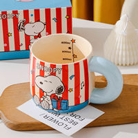 Tasse en céramique Snoopys Big Belly avec poignée épaisse, boîte cadeau, cadeaux d'anniversaire pour enfants, pour café ou thé