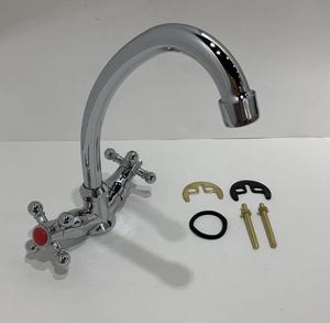 Mélangeur de salle de bain avec mélangeur d'eau chaude froide au <span class=keywords><strong>pied</strong></span> pas cher monté sur le pont salle de bain double poignée robinet en zinc - Product Image 3