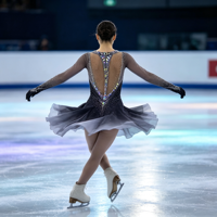 Robe de patinage artistique à col rond, dégradé noir-gris, manches longues, dos en T, ornée de strass, pour filles et femmes