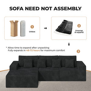 Canapé modulaire sectionnel extensible convertible en forme de L, chaise longue moderne rembourrée, siège profond, canapé-lit en mousse sans armature - Product Image 5