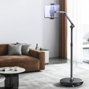 Nouvelle arrivée : support de tablette sur roulettes avec base lourde de 4,3 kg, rotation à 360°, support réglable en hauteur pour iPad jusqu'à 16 pouces - Product Image 2