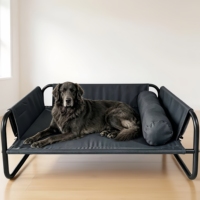 Lit surélevé pour chiens et chats – Design moderne et élégant, structure en métal durable, tissu amovible, lavable et respirant – Intérieur/extérieur – Toutes saisons