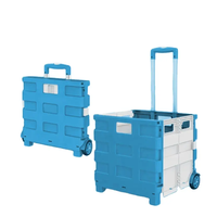 Chariot pliant bleu à roulettes pour le transport de courses et de marchandises – Projet de commande en gros