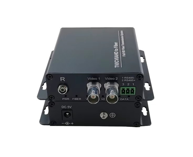 5MP 2Ch HD CVI TVI AHD to Single-mode Fiber (20KM) Video Media Converter with RS485 Data and BNC Interface