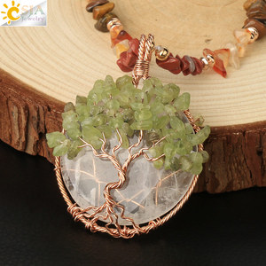 Collar de Cristal con Árbol de la Vida CSJA al por Mayor, Collar Largo con Cuentas Irregulares de Piedra Natural de 7 Chakras, Colgantes G378 - Product Image 4