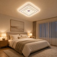 Plafonnier carré facile à installer, économie d'énergie, sans scintillement, avec panneau central décoratif en forme de feuille d'érable, 3 modes de couleur, moderne et minimaliste