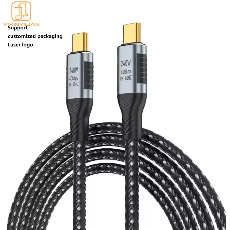 Type-C 남성 to USB 4 남성 데이터 전송 40Gbps 케이블 240W PD 빠른 충전 노트북 화웨이 휴대 전화 8K 프로젝션