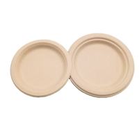 Assiette jetable de 6 pouces en pulpe de bagasse de canne à sucre, résistante à la graisse, compatible micro-ondes, écologique et biodégradable
