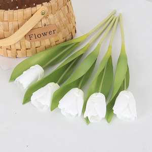 Fleurs artificielles en soie Jessie, tulipes blanches à tige unique, pour mariage, décoration intérieure, style moderne - Product Image 1