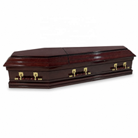 Ataúd de Madera Sólida de Estilo Europeo Premium, Ataúd Funerario de Lujo con Acabado Brillante para Funerarias, Suministros Funerarios al por Mayor
