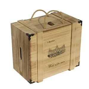 Wholesale Hotel Restaurant Exhibition wooden storage box 6 Bottles Wood Packaging luxury Wine Box