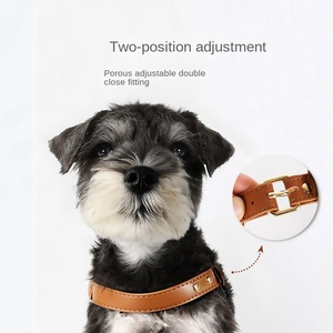 カスタマイズされたOEM ODMペットハーネス防水レザー犬胸ストラップボタンクローチャーレザー素材小型中型犬ウォーキング - Product Image 6