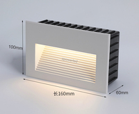 Lumière LED rectangulaire en aluminium blanc chaud 6W pour marches d'escalier et murs, 24V 110V 220V
