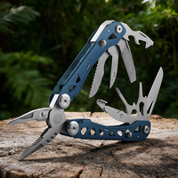 Pince multifonction tactique de survie en plein air 20 en 1, bleue, avec ciseaux, pour cadeau