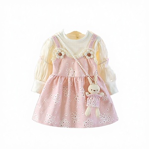 Vestido Infantil de Otoño-Primavera 2026 para Niñas, Estilo Dulce y Moderno, Ecológico, con Estampado Floral, Cuello Redondo y Decoración de Conejo - Product Image 2