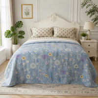 Couverture en mousseline de coton à imprimé floral numérique bleu clair pour lit Queen Size – Meilleur prix Chine – Vente chaude