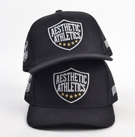 Topi Snapback Hitam Terstruktur Bordir Bendera Elang Aesthetic Athletics Shield untuk Olahraga dan Gym