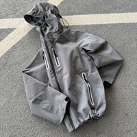 Vestes en nylon gris sur mesure, coupe-vent, imperméables, à fermeture éclair, pull-over, vestes coupe-vent en nylon sur mesure pour hommes