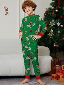 Conjunto de pijamas de Navidad verdes <span class=keywords><strong>y</strong></span> rojos al por mayor para la familia Conjunto de pijama de Navidad para niños de nuevo estilo - Product Image 3