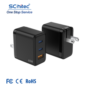 Chargeur de voyage Schitec 65W GaN, prise standard américaine, 3 ports USB Type C et USB A, adaptateur mural pour les voyages d'affaires, le bureau, la maison, l'ordinateur portable, la tablette - Product Image 1
