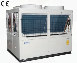 Kualitas baik TICA R410A 66kw 100kw 130kw Modular frekuensi tetap pabrik pendingin udara gulungan kipas Air dingin