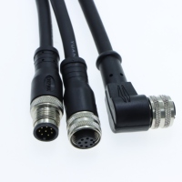 Connecteur circulaire étanche M12 personnalisé, blindé, noir, avec câble moulé pour machines