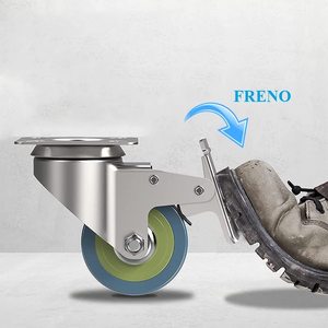 <b>4</b> Green 50mm Swivel <b>Wheels</b> with Brake for <b>Trolleys</b> and Furniture 360 Degree Rotation 200kg Load Capacity - Product Image 2
