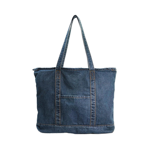 Bolso de hombro unisex con cierre de cremallera, bolso de mezclilla suave, ligero, informal - Product Image 1