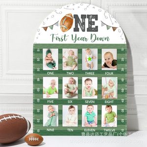 Wooden Baby Milestone Photo <b>Frame</b> Sports Theme First Year Display Wall Decor Oval Shape Durable Material - Product Image 3