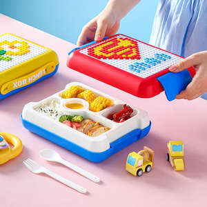 Vente en gros de boîtes à lunch pour enfants, boîtes à lunch Bento pour enfants, écologiques, sans BPA, compatibles avec le micro-ondes, à faire soi-même, style <span class=keywords><strong>Lego</strong></span> - Product Image 5