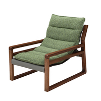 Fauteuil de repos et de sommeil en bois massif naturel, design moderne et épuré, revêtement en lin, pour salon et chambre à coucher