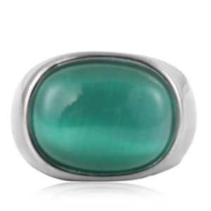 yunnique <b>Emerald</b> <b>Ring</b> For <b>Men</b> Gold Steel Color Oval Bezel Setting Geometric Jewelry Gift - Product Image 3