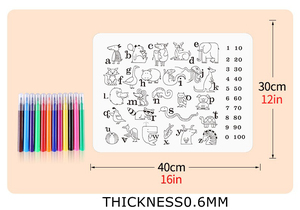 Tapis en silicone réutilisable pour graffitis, tapis de dessin lavable, tapis de table à manger avec alphabet et chiffres, tapis d'apprentissage en silicone pour bébé - Product Image 4