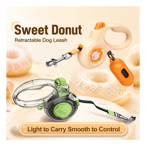 Laisse rétractable pour chien Donut 3m, sangle plate réfléchissante, frein à un clic, laisse de promenade pour chiens de petite et moyenne taille - Product Image 1