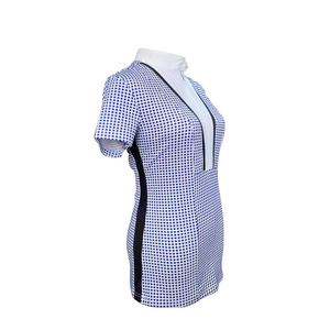 T-shirt d'été en maille de soie/coton pour l'équitation, col montant, boutons décoratifs, logo diamant, respirant, frais, personnalisable - Product Image 3