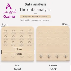 Mới liền mạch ba hàng bốn móc mở rộng áo ngực có thể điều chỉnh 3 hàng <span class=keywords><strong>4</strong></span> móc đồ lót phụ kiện khóa phụ tùng áo ngực mở rộng khóa - Product Image 3
