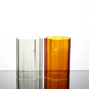 투명 석영 내열성 붕규산 실린더 앰버, 노란색 투명 튜브 50mm, 60mm, 100mm 300mm 유리 튜브