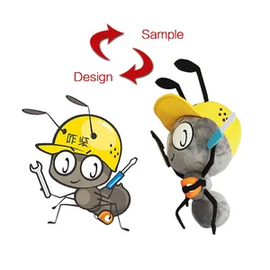 Juguete de peluche personalizado de alta calidad Animal relleno hormiga de trabajo con ojos bordados y Emojis